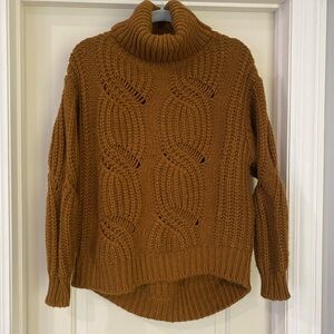 Allison Joy Mustard Cable Knit Turtleneck Sweater